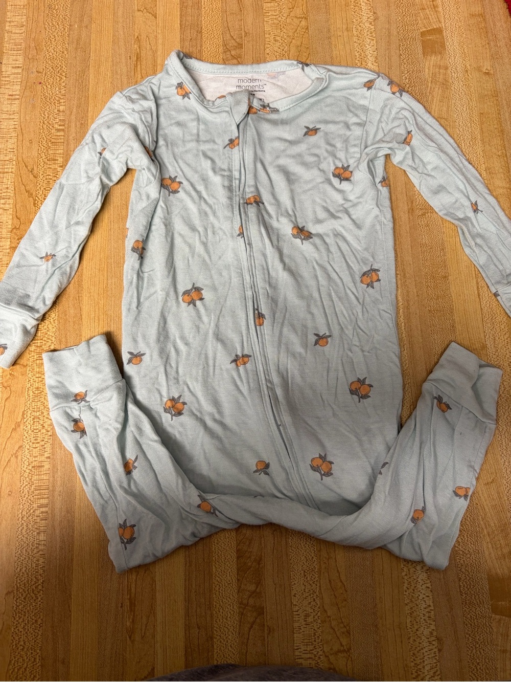 Gerber Light Blue Pajama Zip Sleeper with Orange Fruit Print